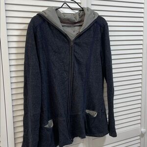 North River Outfitters Zip Up Hoodie Navy Speckled Lace Trim Pockets Size XL